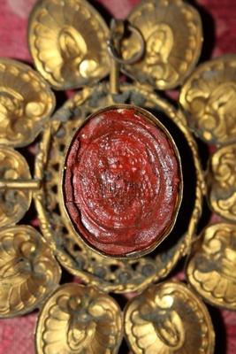 Relic Of The True Cross. en Brass / Gilt / Stones, France 19th century