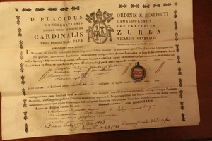 Relic St. Bonaventura Cardinalis Albanensis Ex Veste With Document Italy  19th century (1823)