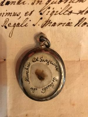 Relic St. Jacobi S Blood With Original Document Italy 1803