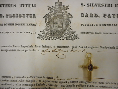 Relicuary Of The True Cross With Original Document Belgium  19 th century