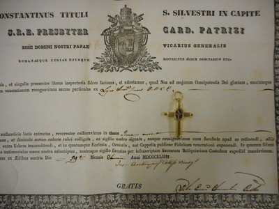 Relicuary Of The True Cross With Original Document Belgium  19 th century