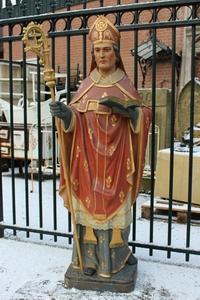 Religious Statue en plaster polychrome, Belgium 19th century