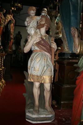 Religious Statue en Terra-Cotta polychrome, France 19th century