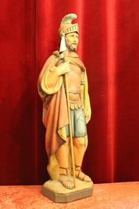 Religious Statue en plaster polychrome, Belgium 19th century