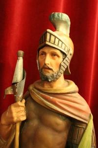 Religious Statue en plaster polychrome, Belgium 19th century