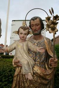 Religious Statue en wood polychrome, France 19th century