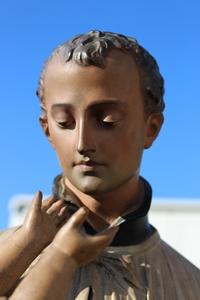 Religious Statue St. Aloysius en plaster polychrome, France 19th century