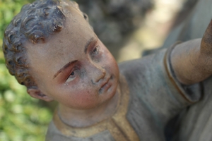 Religious Statue St. Aloysius en plaster polychrome, France 19th century