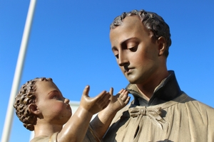 Religious Statue St. Aloysius en plaster polychrome, France 19th century