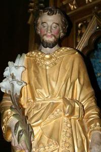 Religious Statue St. Joseph en Terra-Cotta, France 19th century