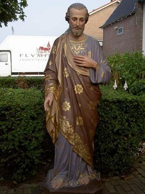 Religious Statue St. Joseph en PLASTER POLYCHROME, France 19th century