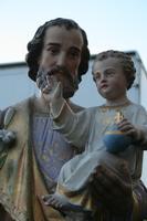 Religious Statue St. Joseph en PLASTER POLYCHROME, France 19th century