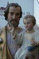 Religious Statue St. Joseph en PLASTER POLYCHROME, France 19th century