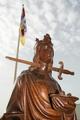 Religious Statue St. Lucia en wood oak, Belgium 19th century