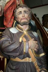 Religious Statue St. Rochus en Terra-Cotta, France 19th century