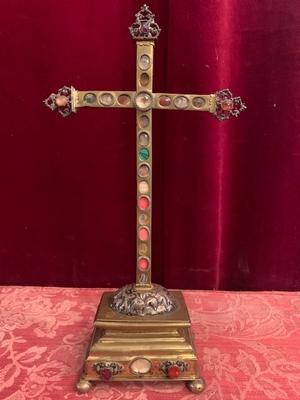 Reliquary en Brass / Glass / Stones, Belgium 18 th century