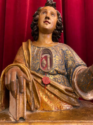 Reliquary - Bust Ex Ossibus St. Tullius Martyr en Wood / Glass / Originally Sealed, Italy  18 th century