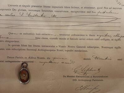 1  Reliquary - First Class Relic Ex Ossibus St. Constansia With Document