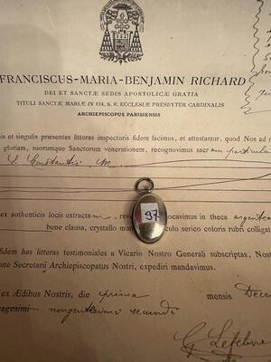 1  Reliquary - First Class Relic Ex Ossibus St. Constansia With Document