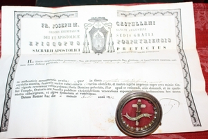 Reliquary Of The True Cross Originally Sealed With Document Rome Italy  19th century (1852)