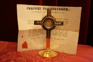 Reliquary Of The True Cross With Document Originally Sealed Belgium 19th century (1836)