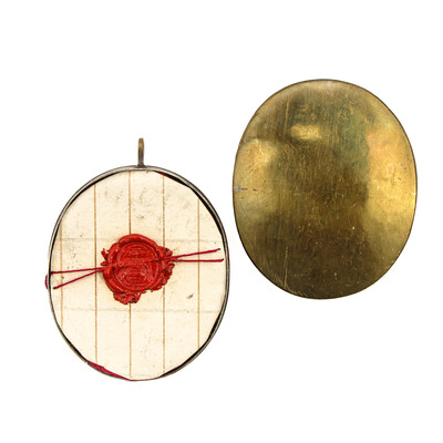 Reliquary - Relic 12 Apostles  en Brass / Glass / Wax Seal, Italy  19 th century