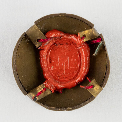 Reliquary - Relic Beate Andrea Bobola Martyr With Original Document en Brass / Glass / Wax Seal, Belgium  19 th century