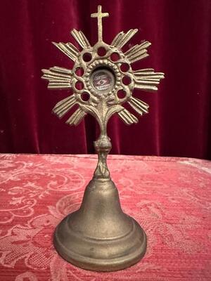 Reliquary - Relic Ex Carne Beatus Leonardus en Brass / Glass / Wax Seal, 19 th century