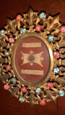 Reliquary - Relic Ex Carne J.M. Baptist Vianney No Document  en Brass / Glass / Stones / Originally Sealed, France 19th century ( anno 1875 )