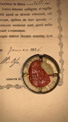 Reliquary - Relic Ex Habitu St. Antonius Padua With Document Roma - Italy 20th century (Anno 1926)