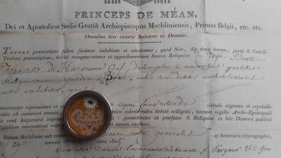 Reliquary - Relic Ex Habitus St. Franciscus Hieronymus With Original Document 19 th century