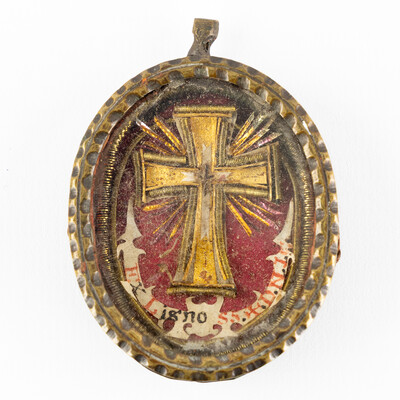 Reliquary - Relic Ex Ligno Ss. Crucis  D.N.J.C en Brass / Glass / Wax Seal,