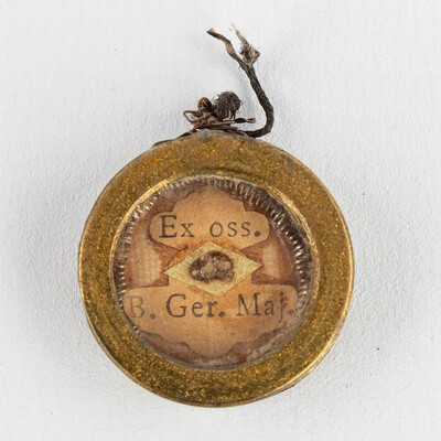 Reliquary - Relic Ex Ossibus Gerardi Majella With Original Document en Brass / Glass / Wax Seal, Belgium  19 th century