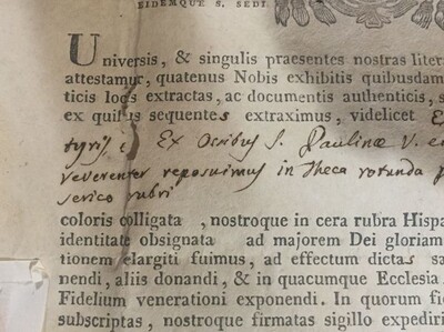 Reliquary - Relic Ex Ossibus Relics With Original Document  Italy  19 th century