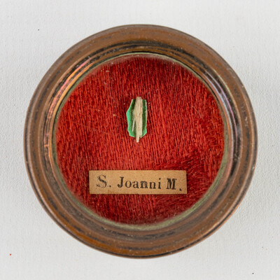 Reliquary - Relic Ex Ossibus S. Joanni M. With Original Document en Brass / Glass / Wax Seal, Belgium  19 th century