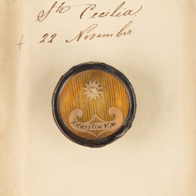 Reliquary - Relic Ex Ossibus Sancta Cecilia Virginis & Martyris With Original Docment en Brass / Glass / Wax Seal, Belgium  19 th century