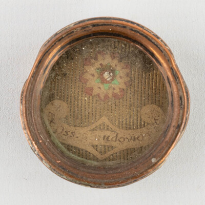 Reliquary - Relic Ex Ossibus Sancti Ludovici Regi With Original Document en Brass / Glass / Wax Seal, Belgium  19 th century