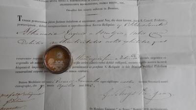 Reliquary - Relic  Ex Ossibus St. Anastasia With Original Document  19 th century