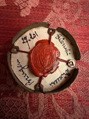Reliquary - Relic Ex Ossibus St. Antonius Of Padua  en Brass / Glass / Wax Seal, Bruges - Belgium  19 th century