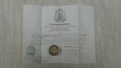 Reliquary - Relic Ex Ossibus St. Apolonnia With Original Document Belgium  19 th century