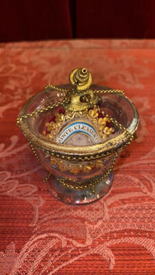 Reliquary - Relic Ex Ossibus St. Clementine. en Glass / Originally Sealed, 19 th century