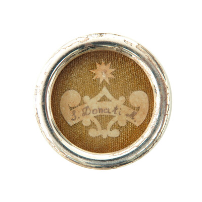 Reliquary - Relic Ex Ossibus St. Donatus With Original Document en Brass / Glass / Wax Seal, 19 th century