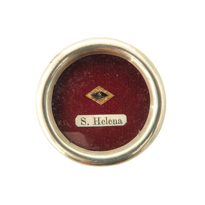 Reliquary - Relic Ex Ossibus St. Helena en Brass / Glass / Wax Seal, 19 th century