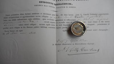 Reliquary - Relic Ex Ossibus St. Paul Apostle With Original Document 19 th century