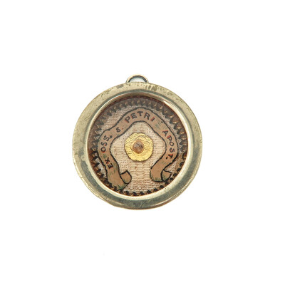 Reliquary - Relic Ex Ossibus St. Peter Apostle  en Brass / Glass / Wax Seal, 19 th century