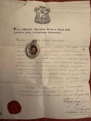 1  Reliquary - Relic Ex Ossibus St. Thomas Of Aquino With Original Document