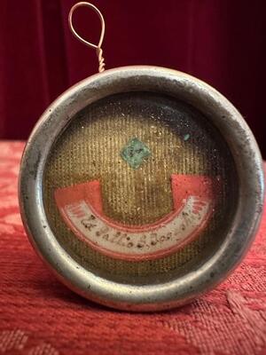 Reliquary - Relic Ex Pallio St. Joseph en Brass / Glass / Wax Seal, Belgium  19 th century ( Anno 1855 )