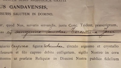 Reliquary - Relic Ex Sanquine ( Blood ) St. Theresia Of Lisieux With Original Document en Brass / Glass / Wax Seal, Gent - Belgium 20 th century