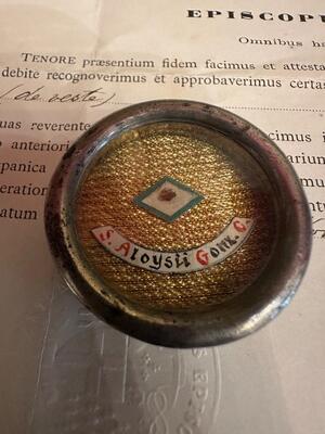 1  Reliquary - Relic Ex Veste St. Aloysius Of Gonzaga With Document