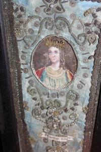 Reliquary. Relic Of St. Lidwina.  en Timber Frame, Germany 17th / 18th Century